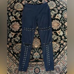 Faux Suede Lace Up Leggings Size S